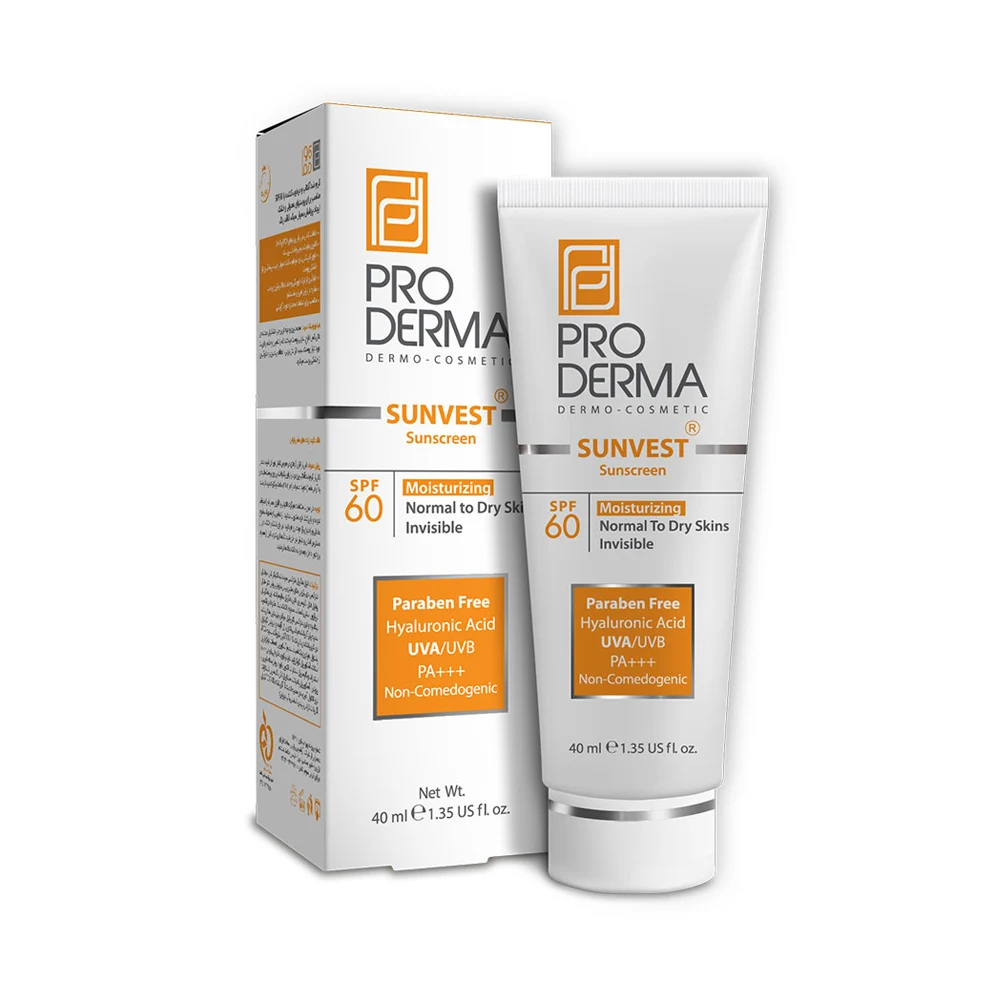 کرم ضد آفتاب مرطوب کننده بی رنگ پوست خشک پرودرما SPF60 1 کرم ضد آفتاب مرطوب کننده بی رنگ پوست خشک پرودرما SPF60