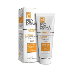 کرم ضد آفتاب بی رنگ پوست چرب پرودرما SPF50