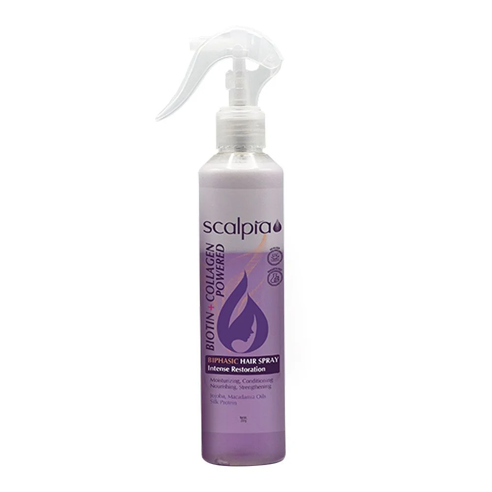 اسپری مو دوفاز تقویت کننده اسکالپیا مدل بیوتین و کلاژن 1 اسپری مو دوفاز تقویت کننده اسکالپیا مدل بیوتین و کلاژن